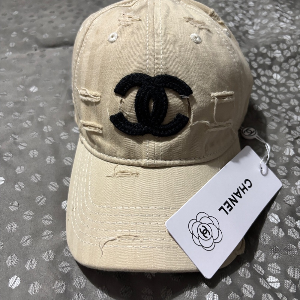 Chanel Beige Distressed Cap